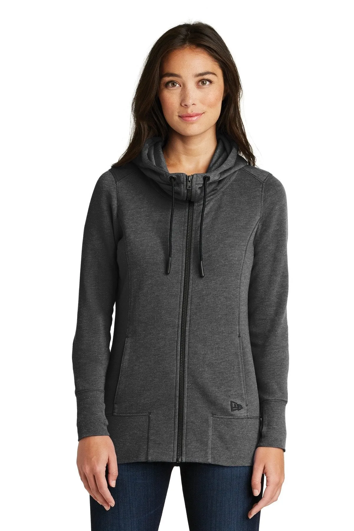 New Era Ladies Tri Blend Fleece Full-Zip Hoodie LNEA511 Black Heather