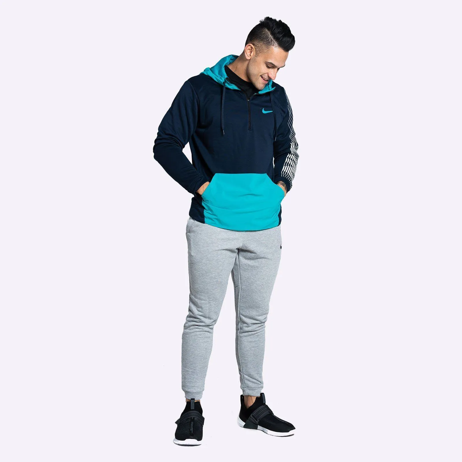 Nike - Dri-FIT Men's Fleece Training Hoodie - Obsidian/Spirit Teal/Spirit Teal