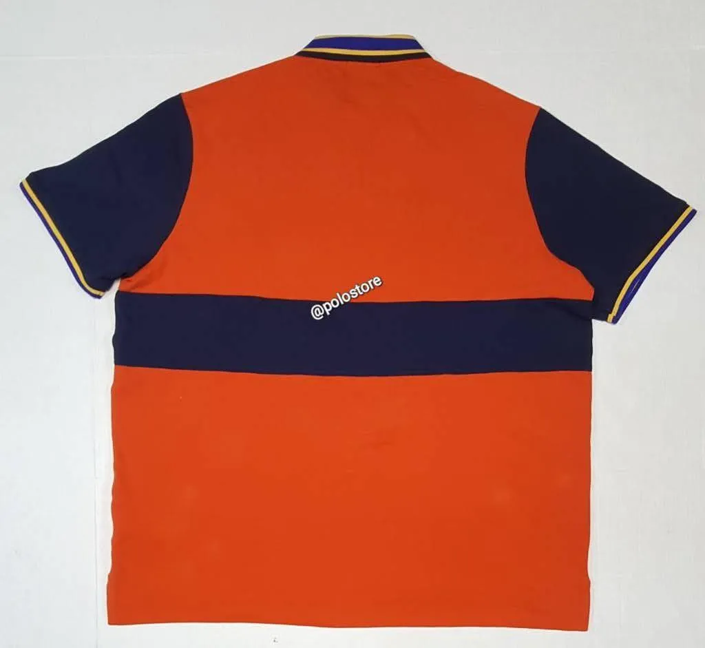 Nwt Polo Ralph Lauren Orange with Navy Big Pony Embroidered Crest Classic Fit Polo