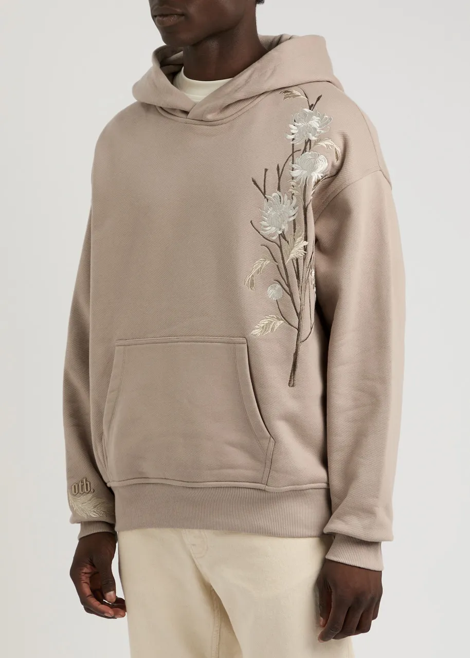 ONLY THE BLIND Ogiku floral-embroidered hooded cotton sweatshirt -                         -                     -              