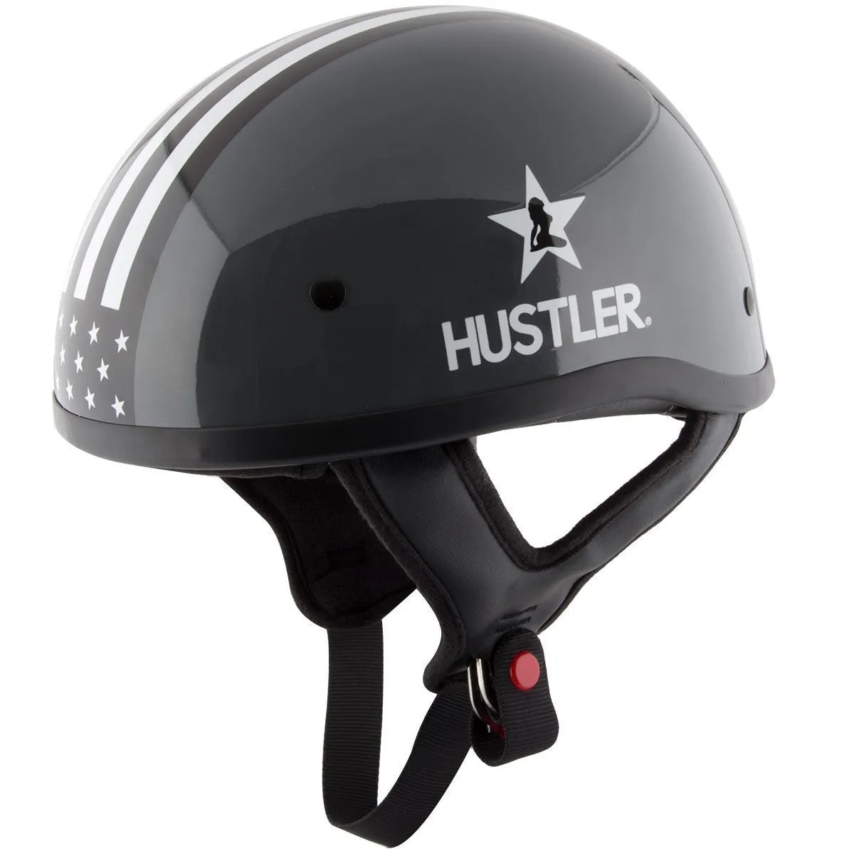 Outlaw Helmets HT1 Hustler Glossy Gray White Freedom is Not Free Motorcycle Half Helmet for Men & Women DOT Approved  - Adult Un