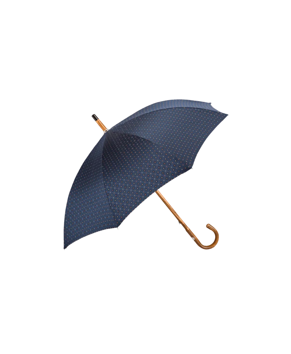 Passotti Ombrelli Navy Tie Print Umbrella With Solid Chestnut Handle | He Spoke Style