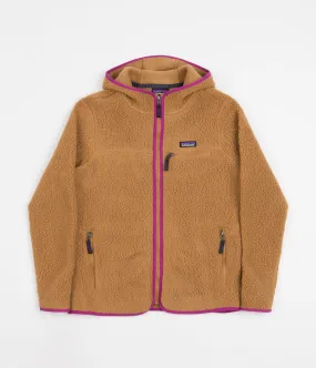 Patagonia Womens Retro Pile Hooded Fleece - Nest Brown / Amaranth Pink