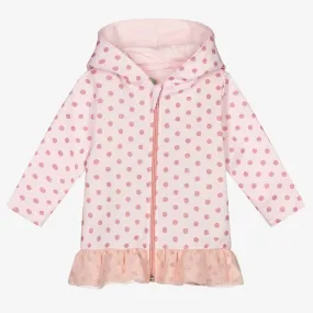 Pink Cotton Zip-Up Hooded Top