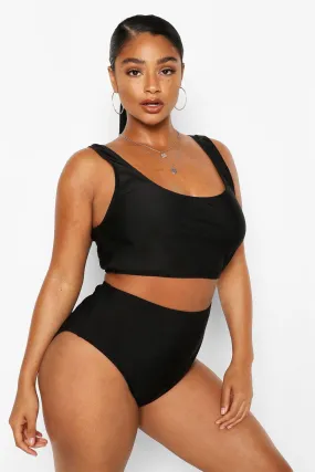 Plus Deep Scoop High Waisted Bikini