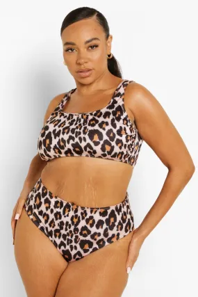 Plus Leopard Triangle High Waist Bikini