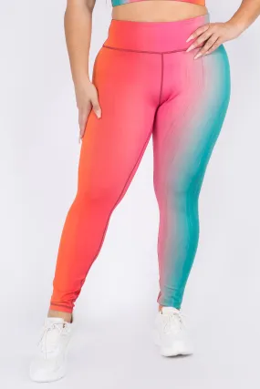 Plus Size Retro Daydream Ombre Active Leggings