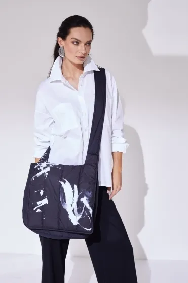 Print Shoulder Length Bag - Black/White - NAS24190-901