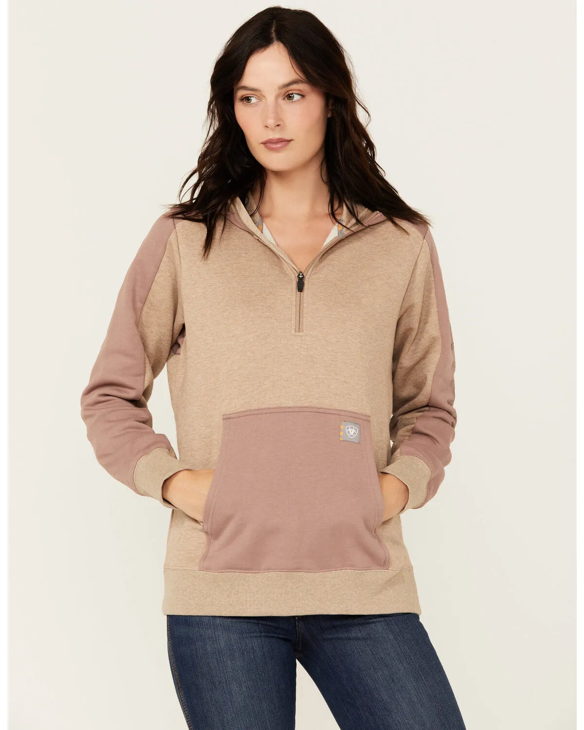 Product Name:  Ariat Women's Rebar Oversized 1/2 Zip Hooded Pullover