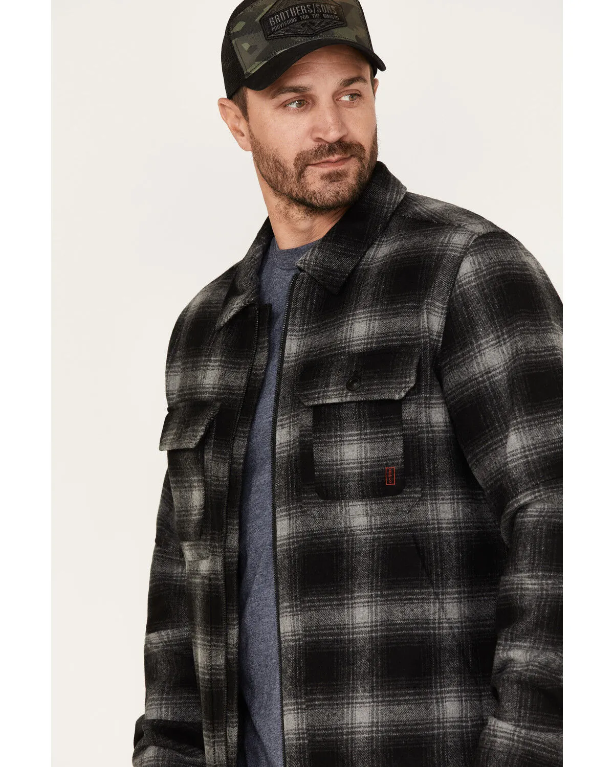 Product Name:  Brothers and Sons Men's Wool Full Zip Plaid Print Jacket