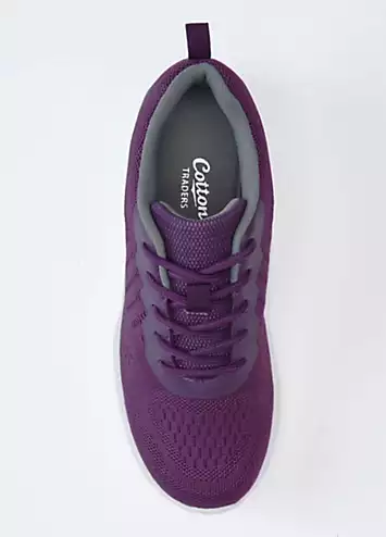 Purple Lightweight Memory Foam Lace-Up Trainers by Cotton Traders | Look Again