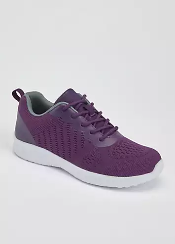 Purple Lightweight Memory Foam Lace-Up Trainers by Cotton Traders | Look Again