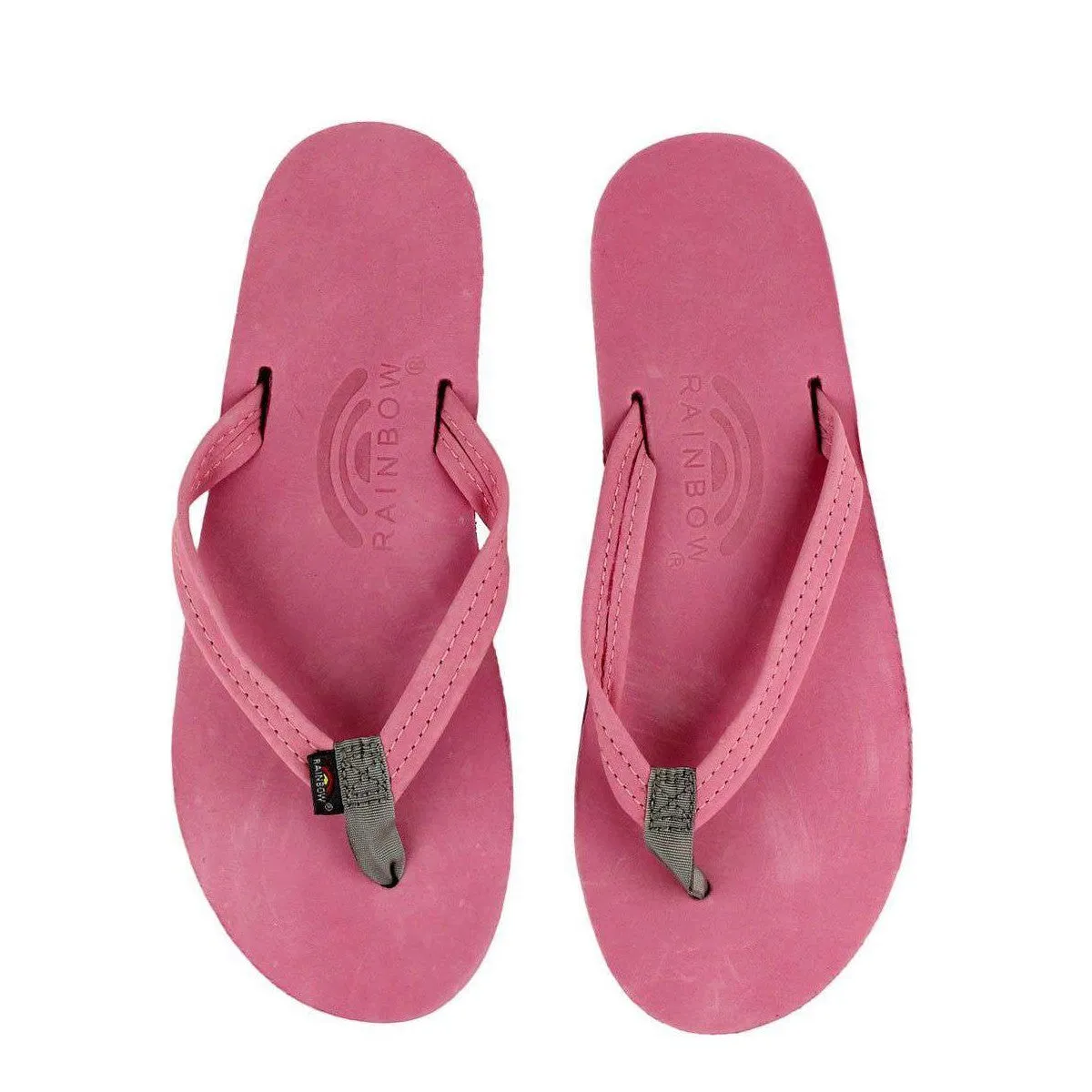 Rainbow Women's Premium Leather Flip-Flops Sandals - Pink/Grey