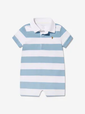 Ralph Lauren Baby Boys Striped Rugby Romper in Blue