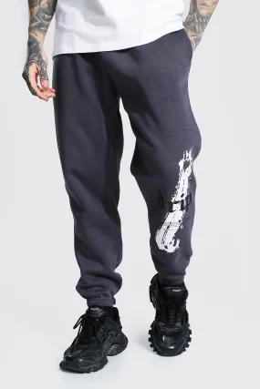 Regular Drip Leg Print Joggers