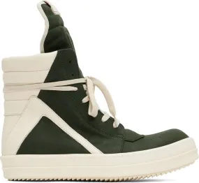 Rick Owens Green & Off-White Geobasket Sneakers