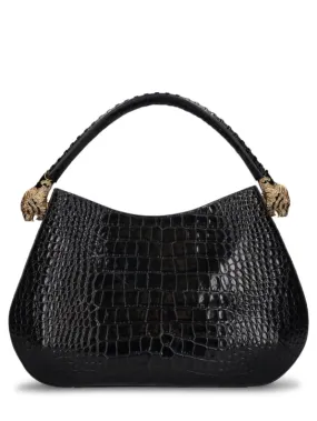 Roberto Cavalli   Road croc embossed leather shoulder bag 