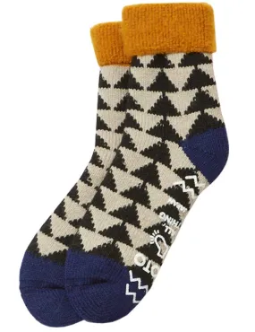 Rototo Comfy Room Slipper Socks Sankaku R1179 Gold Black Navy