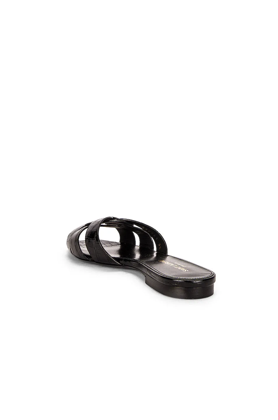 Saint Laurent Tribute Nu Pieds Embossed Croc Flat Sandals