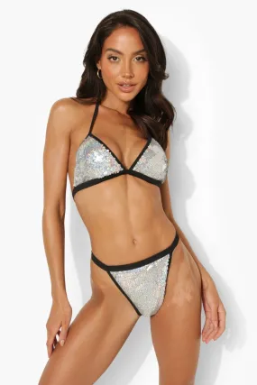 Sequin Triangle Bikini Top