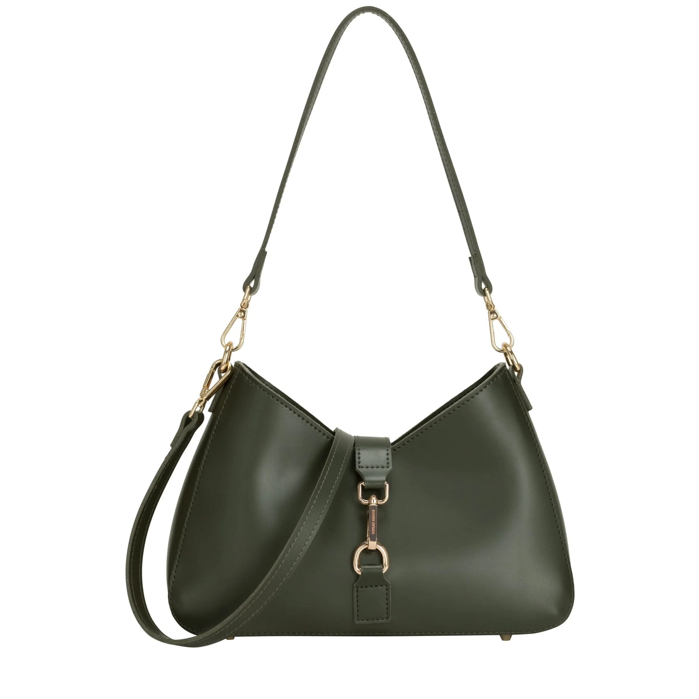 Shoulder Bag With Fastening Detail In Dark Green