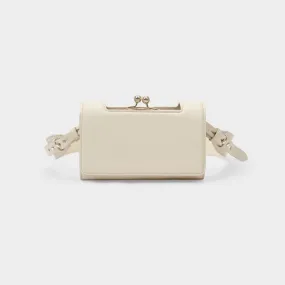 Simone Rocha  Snap Wallet Bag in Beige Leather and Pearls