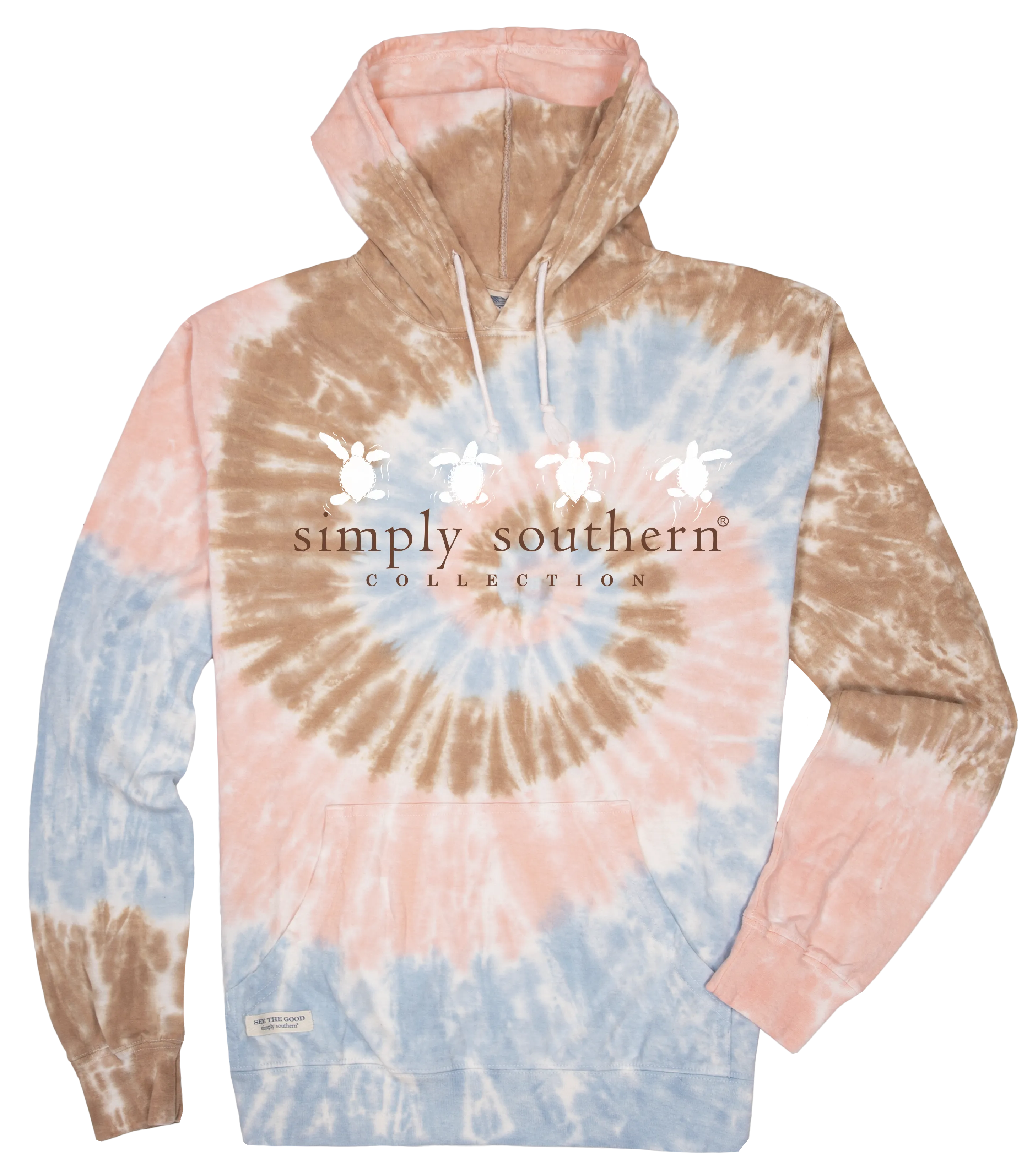 Simply Southern Sand Logo Turtle Tie dye Pullover Hoodie T-Shirt