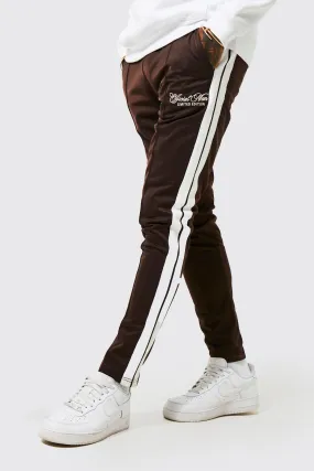 Slim Fit Tape Tricot Pintuck Joggers | boohooMAN UK