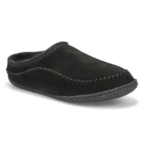 Soft Moc Mens Pauly III Suede Open Slipper - Black