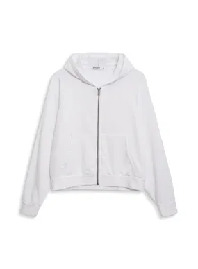 Softest Fleece Cropped Zip-Up Hoodie in White