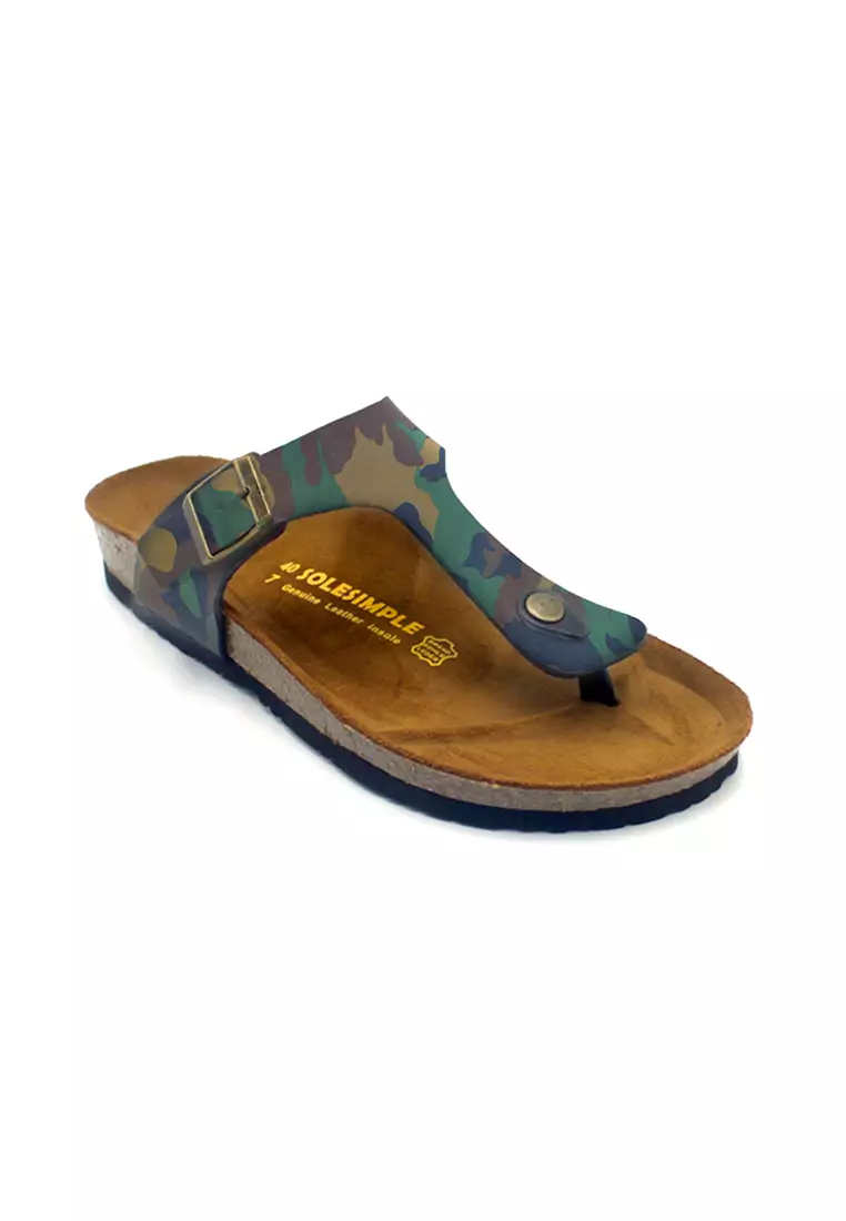 SoleSimple Berlin - Camouflage Leather Sandals & Flip Flops