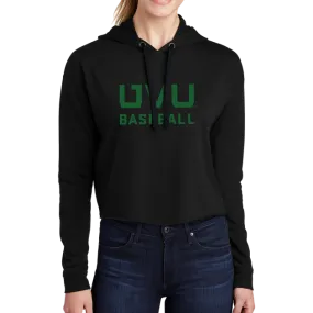 Sport-Tek Ladies PosiCharge Tri-Blend Wicking Fleece Crop Hooded Pullover - UVU Baseball