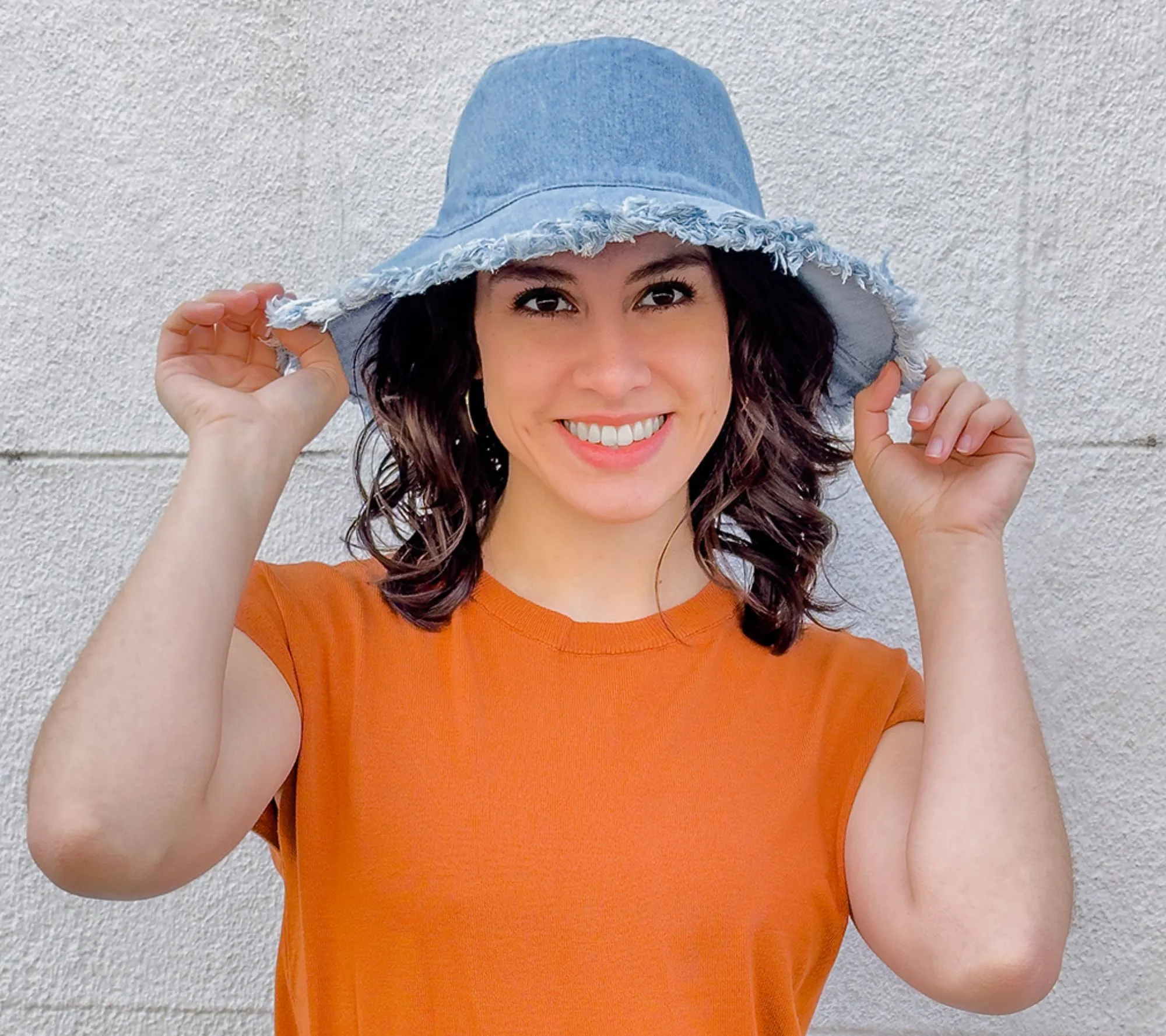 Sprigs Denim Wide Brim Fringe Sun Hat