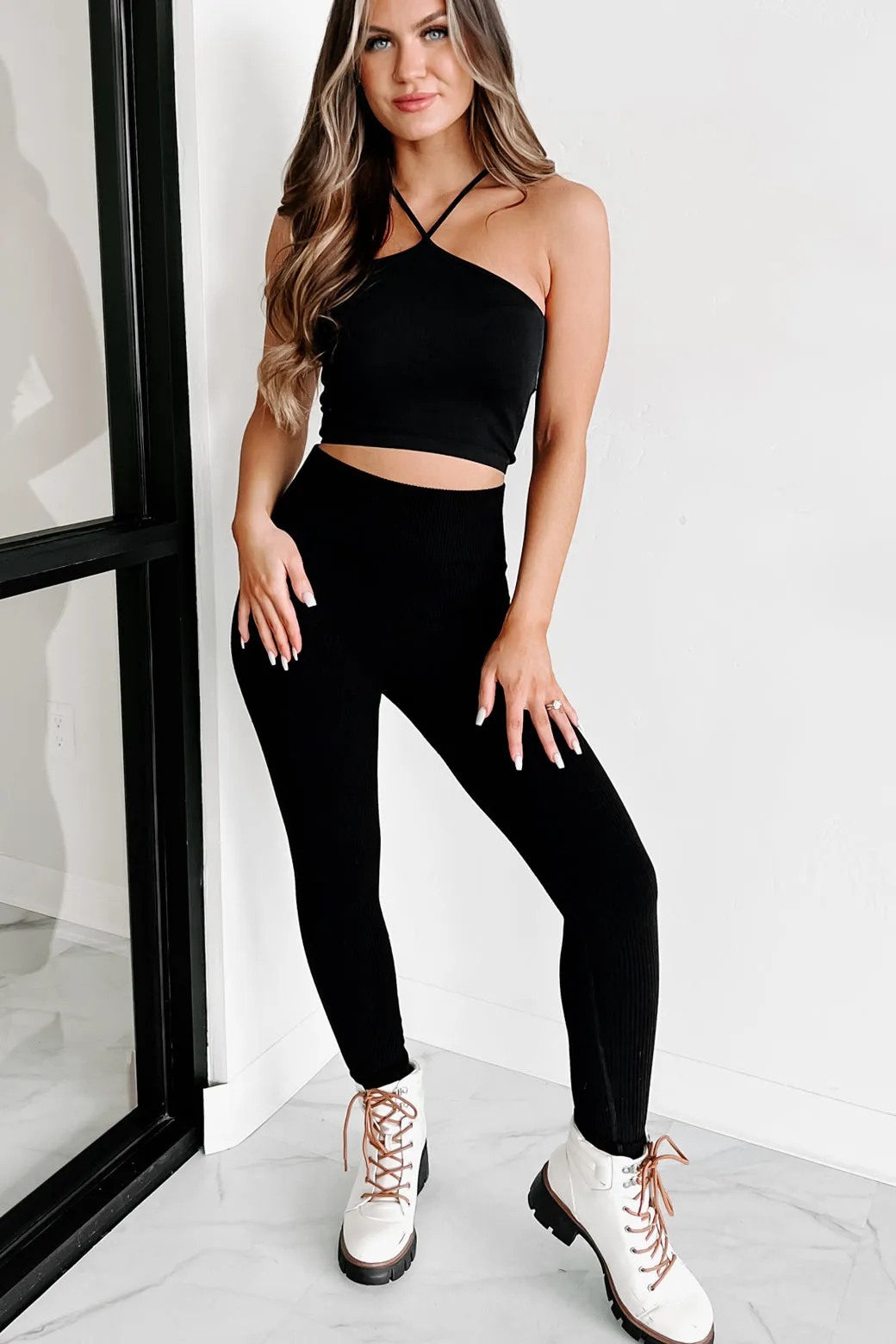 Starting Strong Seamless Ribbed Leggings (Black)