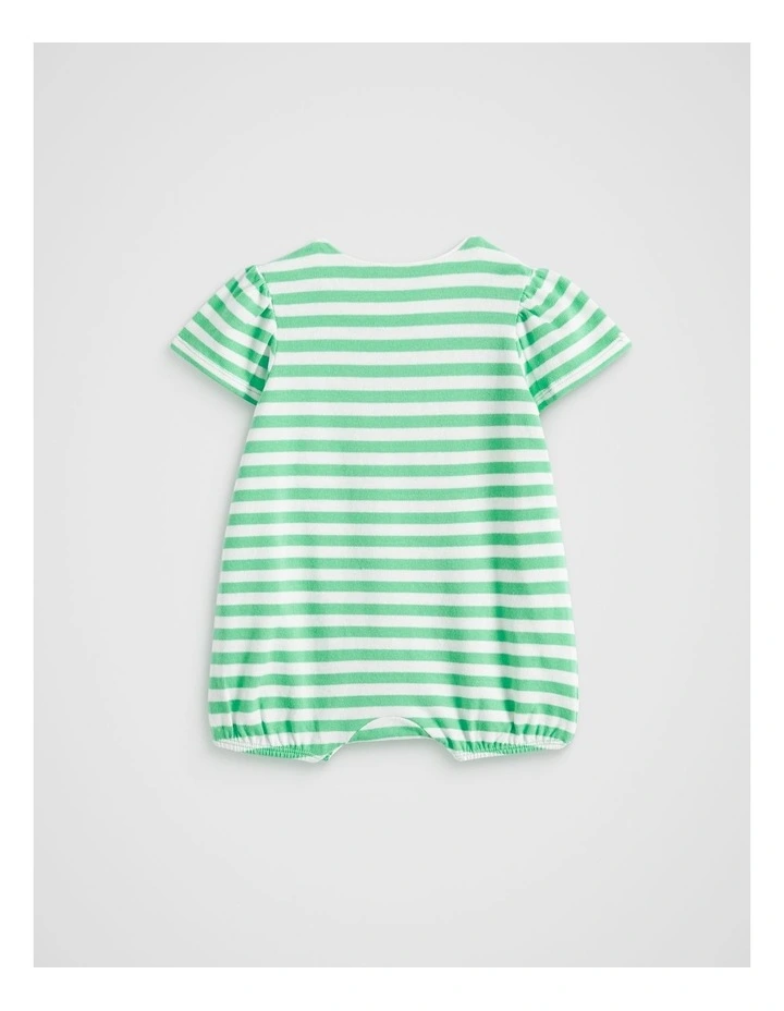 Stripe Logo Romper in Pine Lime