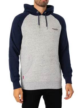 Superdry Essential Baseball Pullover Hoodie - Athletic Grey Marl/Rich Navy