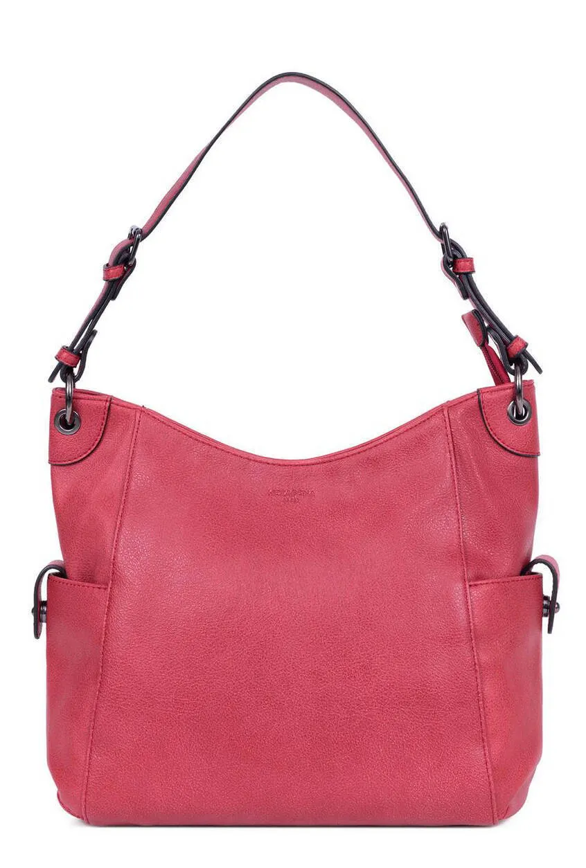 Synthetic raspberry hexagon bag 315301