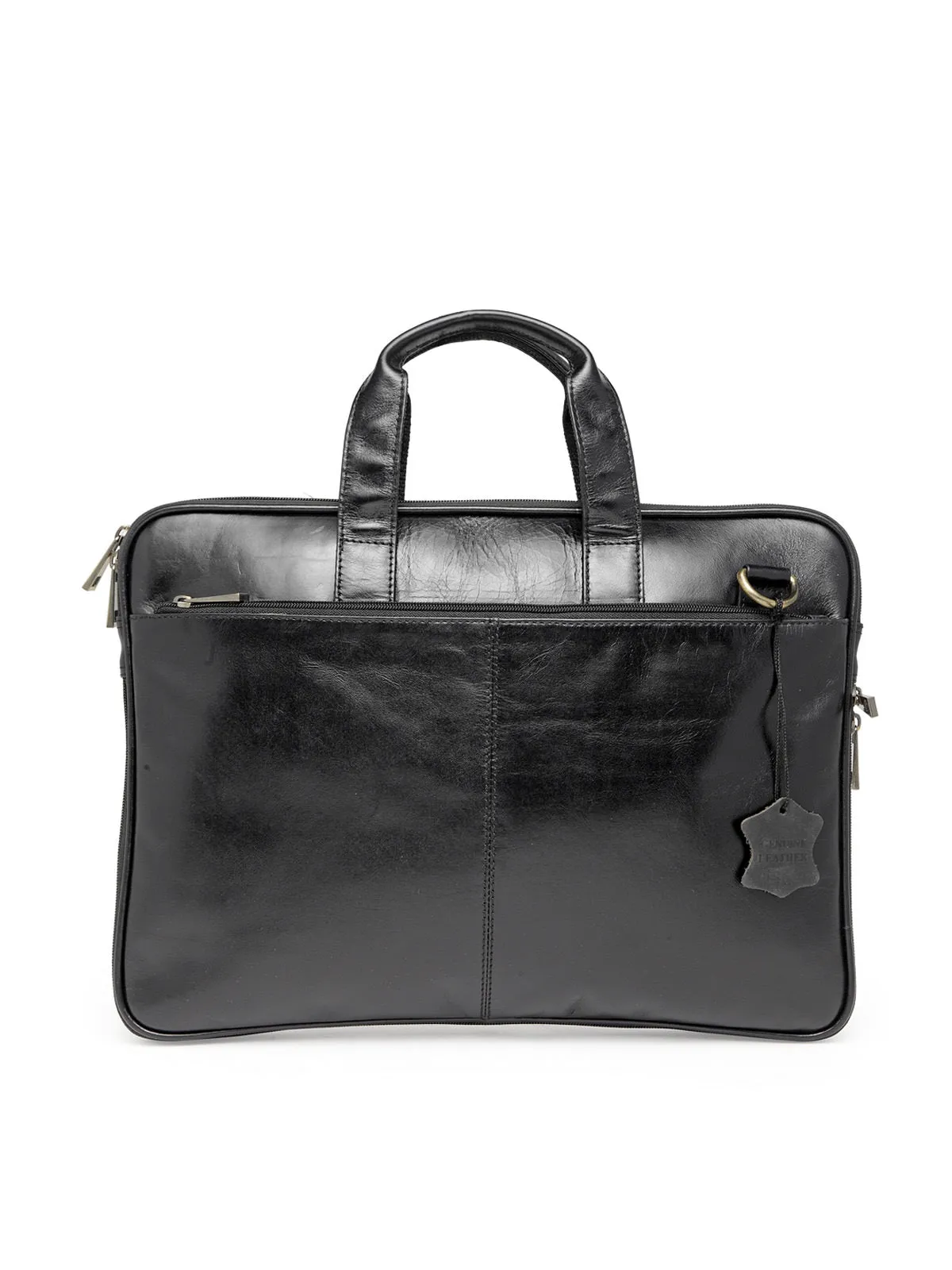 Teakwood Genuine Leather Laptop Bag - Black