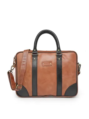 Teakwood Genuine Leather Laptop Bag - Tan