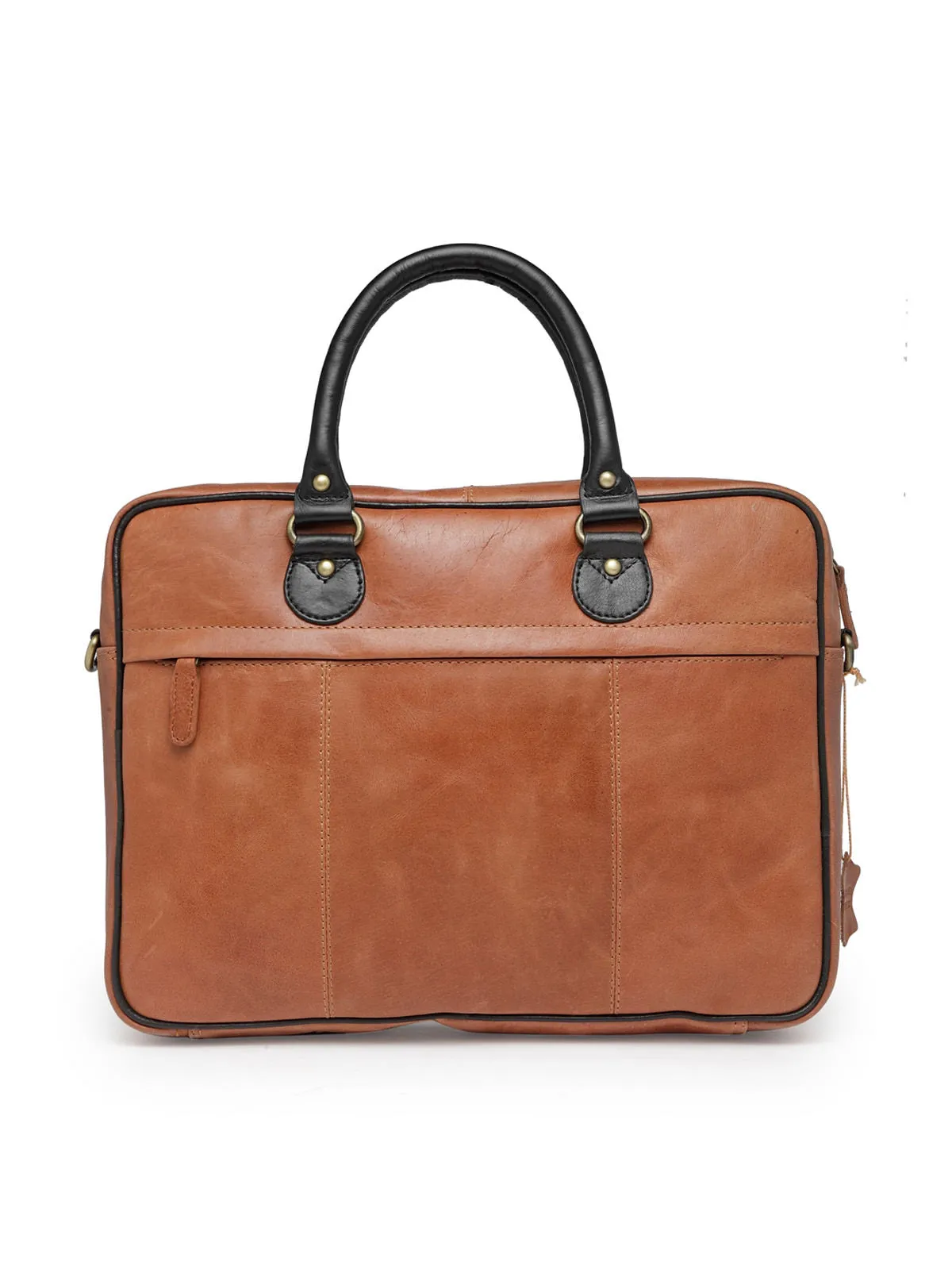 Teakwood Genuine Leather Laptop Bag - Tan