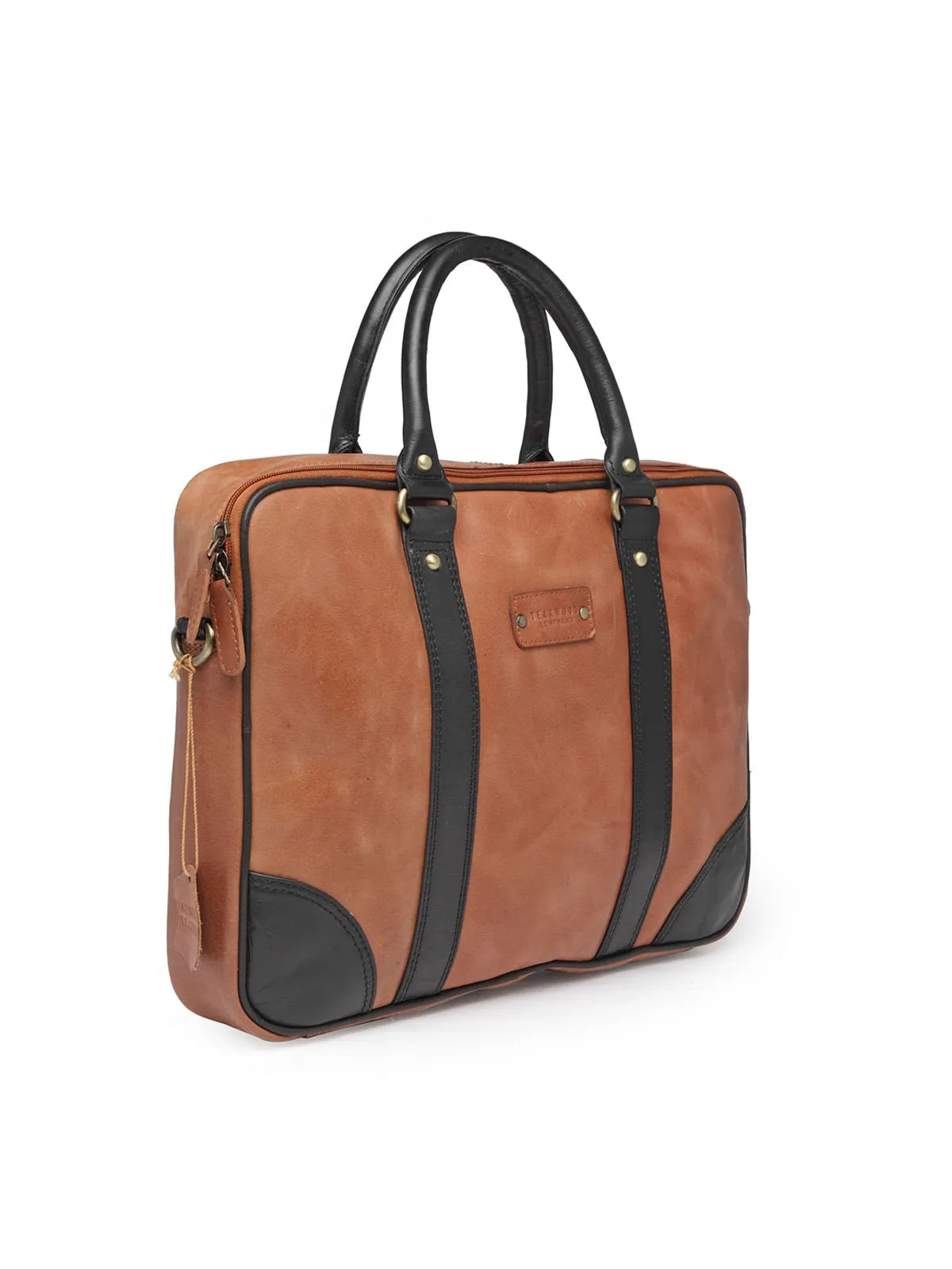 Teakwood Genuine Leather Laptop Bag - Tan