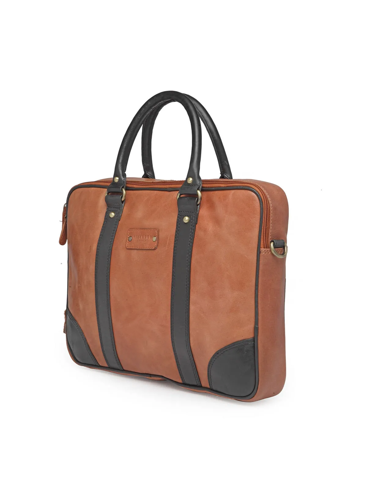 Teakwood Genuine Leather Laptop Bag - Tan