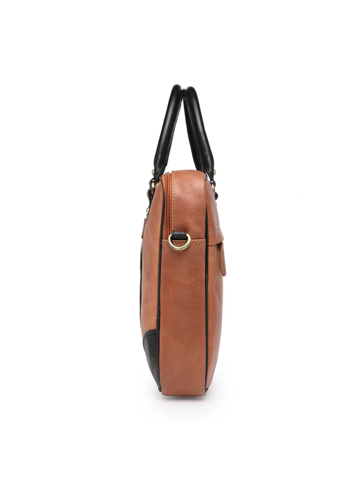 Teakwood Genuine Leather Laptop Bag - Tan