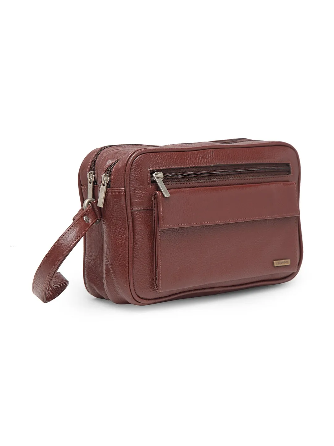 Teakwood  Genuine Leather Toiletry Bag (Jam)