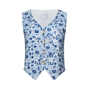 The Macfarland Vest in White with Blues