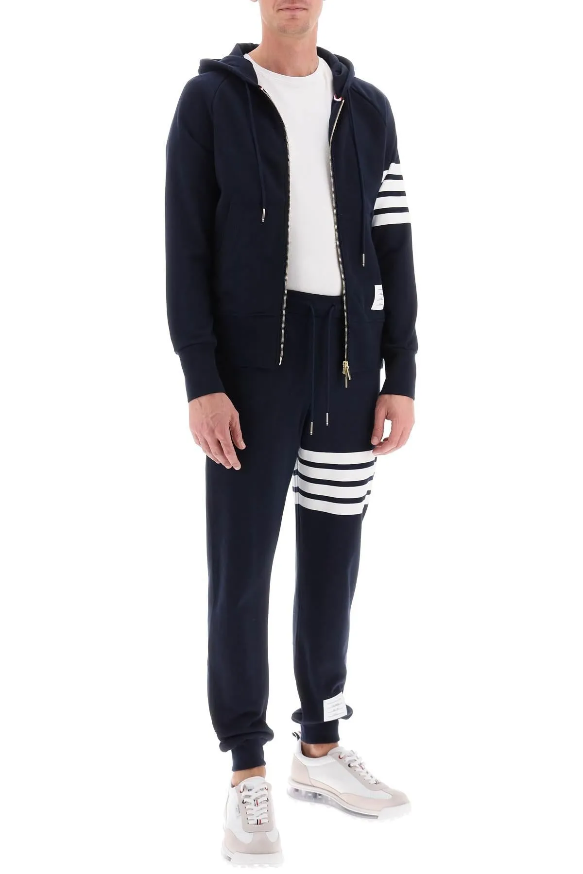 Thom Browne    Thom Browne 4 Bar Zip Up Hoodie