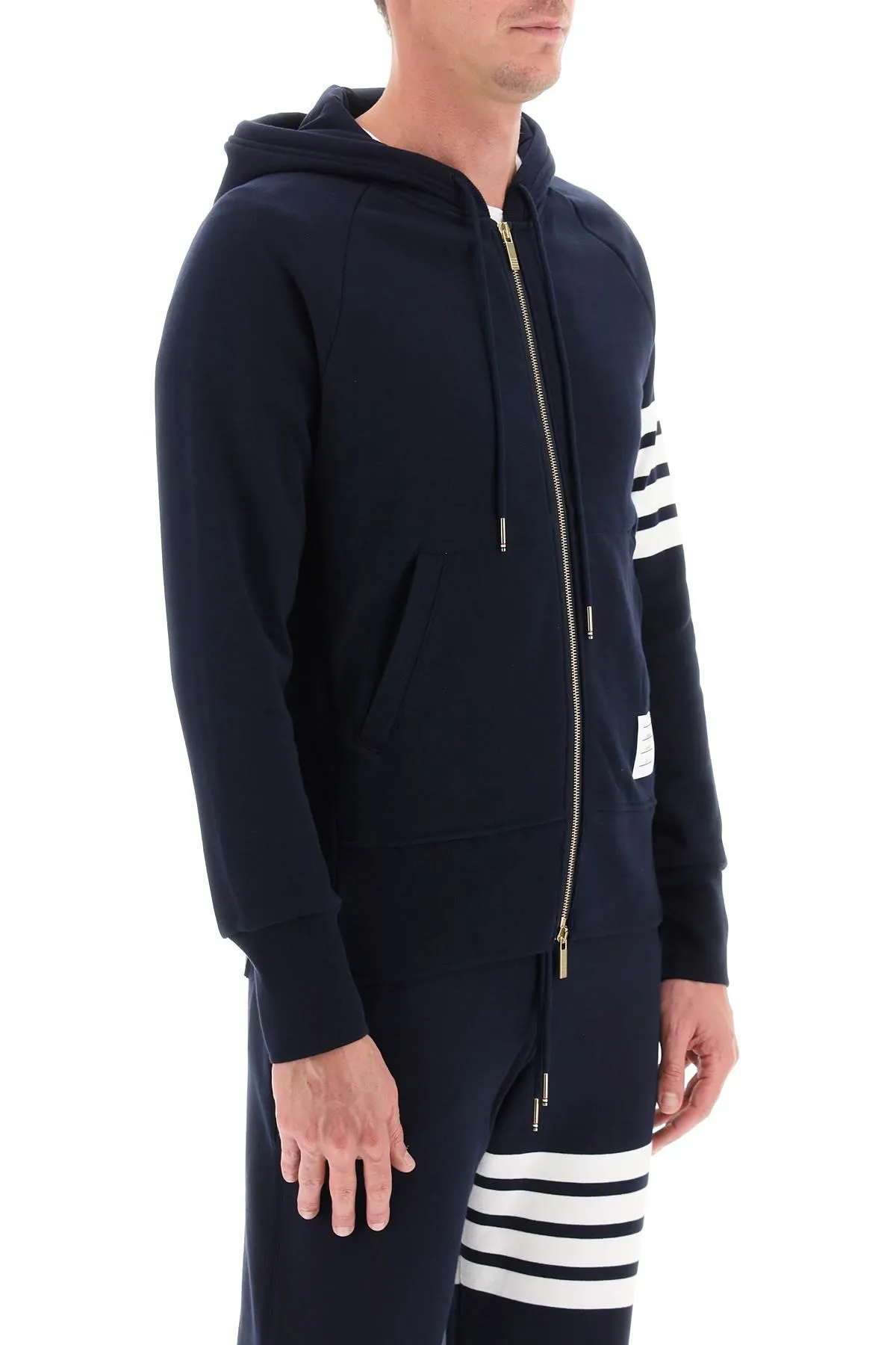 Thom Browne    Thom Browne 4 Bar Zip Up Hoodie