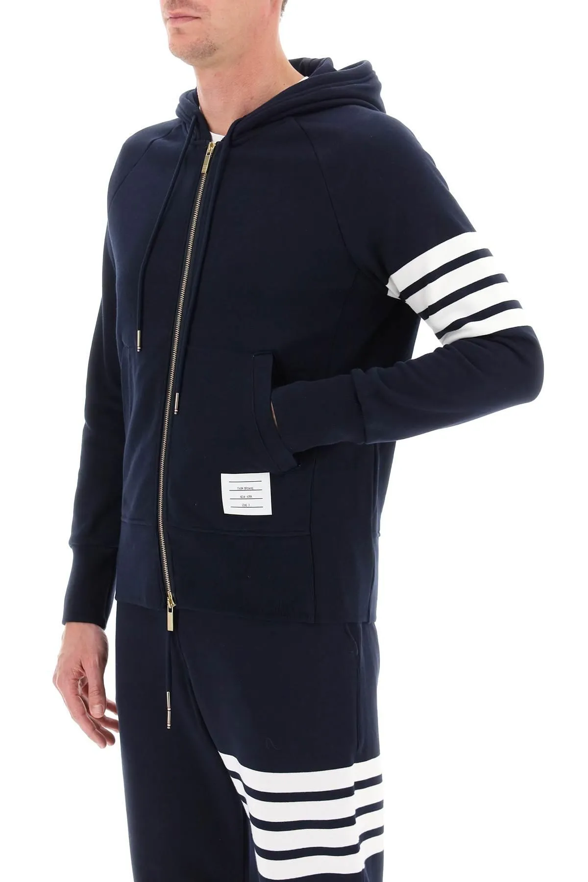 Thom Browne    Thom Browne 4 Bar Zip Up Hoodie