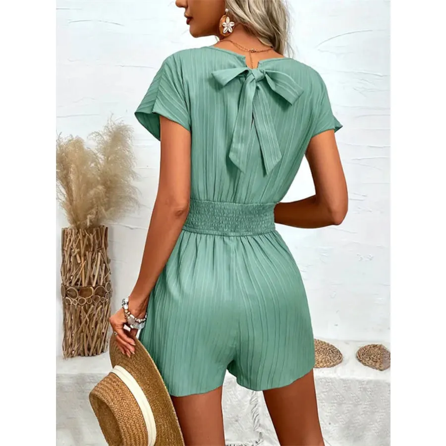 Tied Surplice Short Sleeve Romper