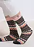 Totes Ladies Pack of 2 Original Rabbit & Fairisle Slipper Socks